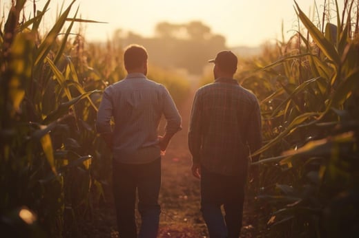 farmers walking in field